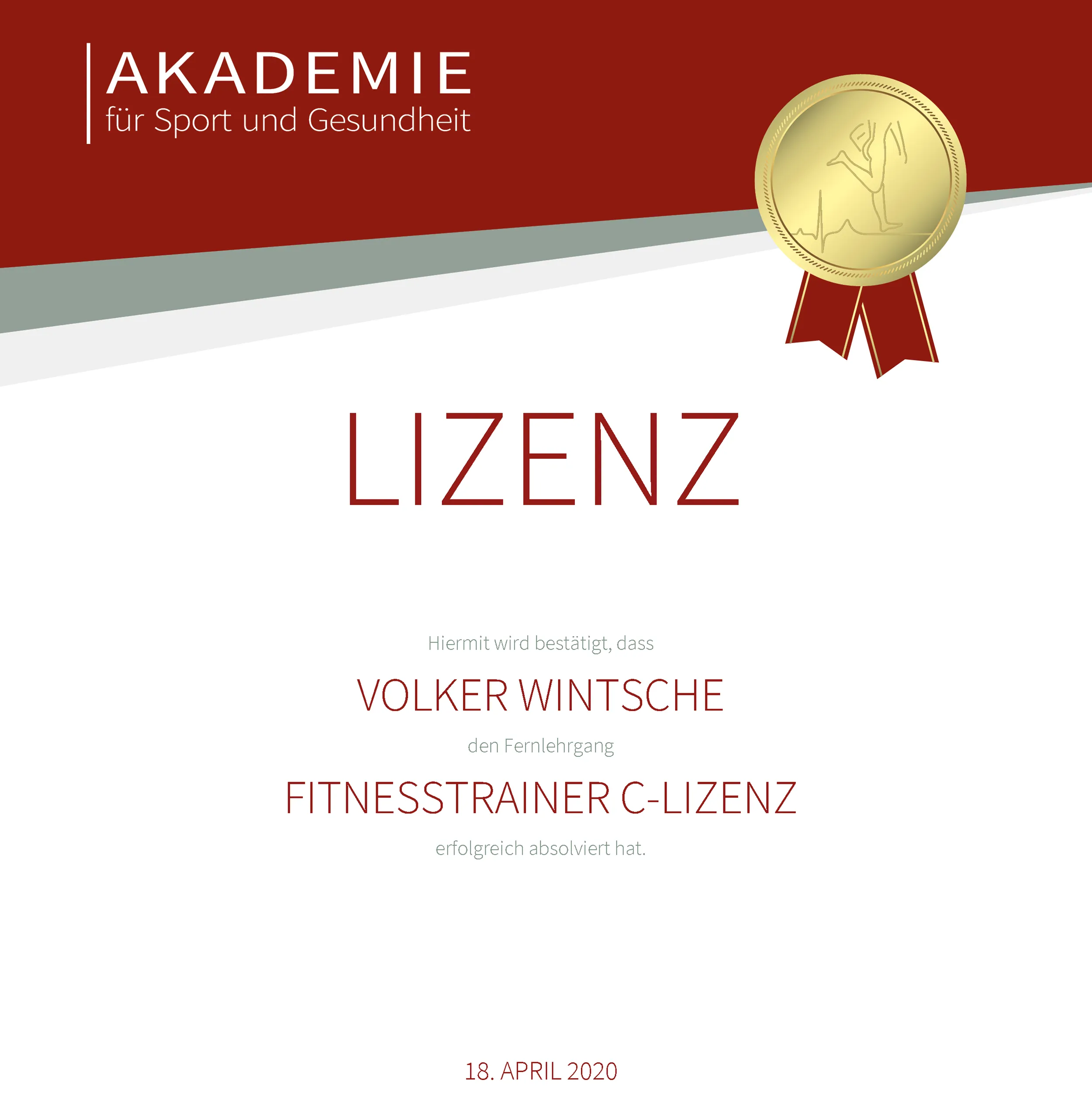 Volkers Fitnesstrainer C-Lizenz online Ausbildung von der Akademie für Sport und Gesundheit